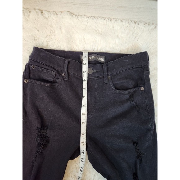 Express Jeans Women's Black Mid- Rise Distressed‎ Legging Jeans Size 4s - Picture 6 of 7